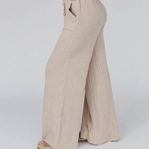 NEW! THREE BIRD NEST Relaxing Robin Wide Leg Pant Color New Taupe Size XL - Picture 4 of 4